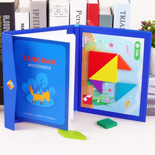 Magnetic advanced tangram puzzle children s wooden building block toy educational early childhood teaching aid kindergarten magnetic puzzle
