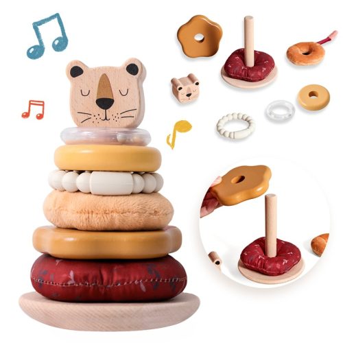 Amazon Baby Early Education Educational Lion Puzzle Toy Wooden Childhood Hands-on Brain Development Stacking Shape Blocks