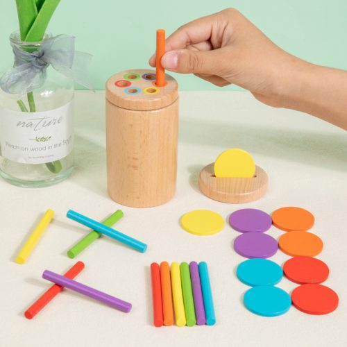 CPC CE Cross-border Classification Cup Color Cognitive Sensory Training Children s Educational Toy Wooden Stick Game Early Education Teaching Aid