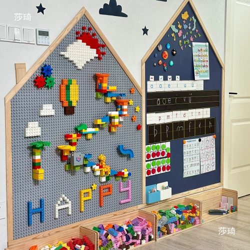Children s building block wall toy with large particle baseboard DIY customizable combination wall-mounted type suitable for kindergarten corridors and entranceways