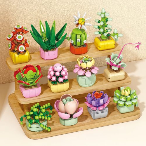 Wholesale succulent small particle building block toys assembled building blocks flower plants potted plants decorative items gifts for girls