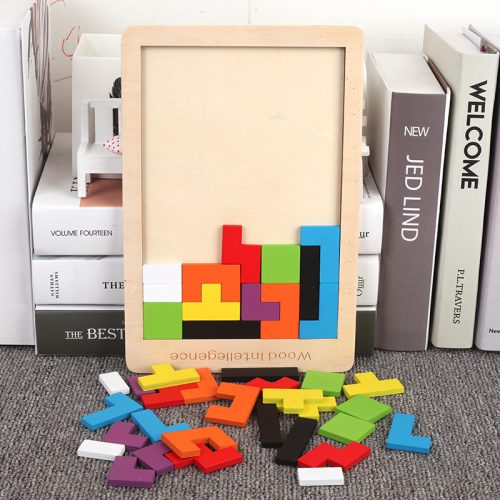 Alternative view of Factory direct wholesale of Tetris wooden puzzles wooden building blocks game boards educational toys for children