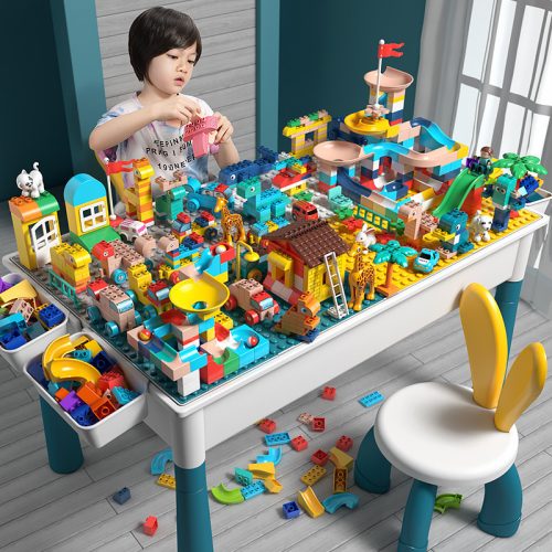 Chinese building block children s educational toy building block table multi-functional DIY toy learning table large-grained building blocks cross-border