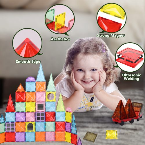 Source: Cross-border colorful window magnetic tile building blocks strong magnet construction pieces educational magnetic toys drill surface magnetic stickers set