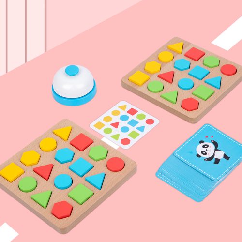 New geometric shape building block battle game for children s early education cognitive and fun wooden toy for shape building block recognition
