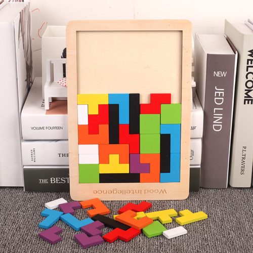 Factory direct wholesale of Tetris wooden puzzles wooden building blocks game boards educational toys for children