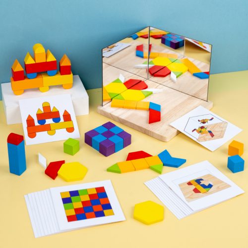 Alternative view of Wholesale of children s mirror building blocks puzzles early childhood educational mirror building games and wooden toys for kindergarten