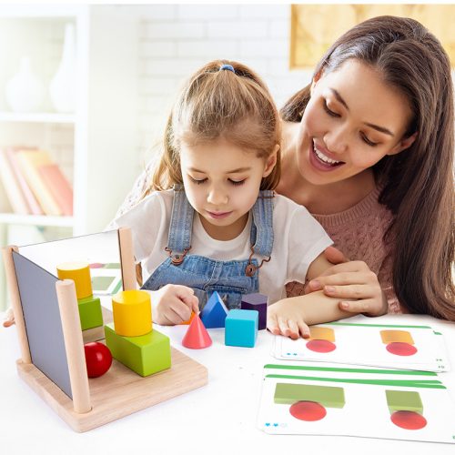 Wholesale of children s mirror building blocks puzzles early childhood educational mirror building games and wooden toys for kindergarten