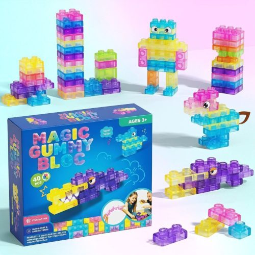 Jelly building blocks decompression children s building block toys assembled building blocks educational transparent soft rubber soft hands-on ability silicone