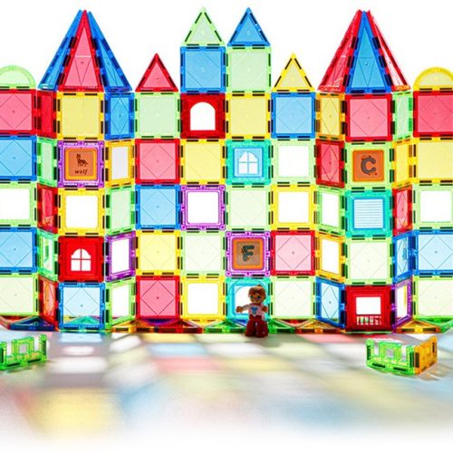 Cross-border Magic Magnetic player 6.5cm color window translucent magnetic tile magnetic building block plastic assembled children s toy factory