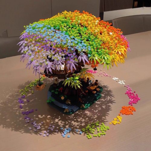 Building block flowers micro-particles cherry blossom tree house girls gifts cross-border street vendors physical educational toys wholesale