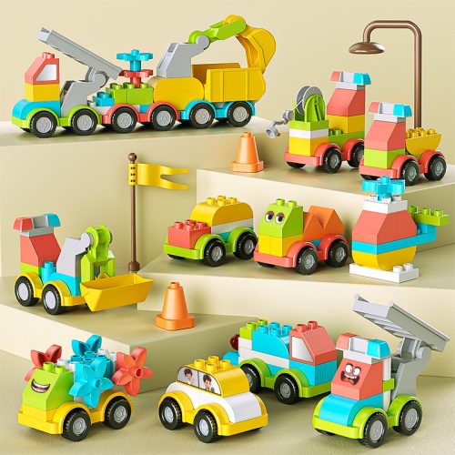 Large-grained building block car assembly toy for children aged 3-6 suitable for both boys and girls compatible with Lego and a great gift for children