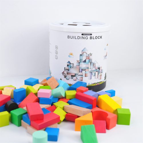 100-piece beech wood building blocks for early education institutions color-sorted factory-wholesale educational solid wood eco-friendly storage