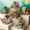 Essential for leisure forest tree house series architectural model ornaments micro-particle building block assembly toys holiday gifts