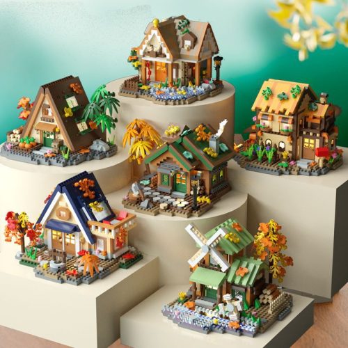 Essential for leisure forest tree house series architectural model ornaments micro-particle building block assembly toys holiday gifts