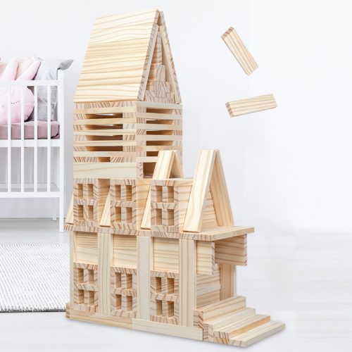 Alternative view of Log-shaped building block set Caple glue-free stacking building blocks children s DIY wooden toys