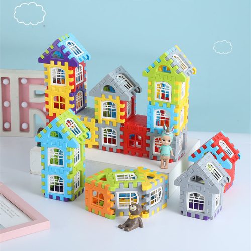 Large-sized building block house with windows suitable for kindergarten children large square plastic building block house set assembled and assembled for girls and boys