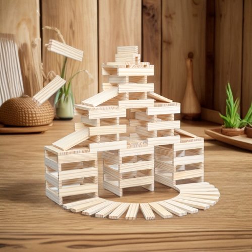 Log-shaped building block set Caple non-glued stacking and assembling blocks children s DIY wooden toys