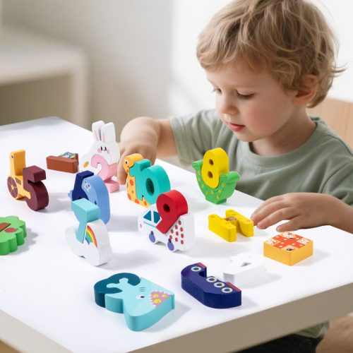 CPC CE Creative Digital Matching Building Block Game, a wooden toy for children's early education and cognitive development, featuring digital animals recognition and aimed at promoting creativity and intelligence
